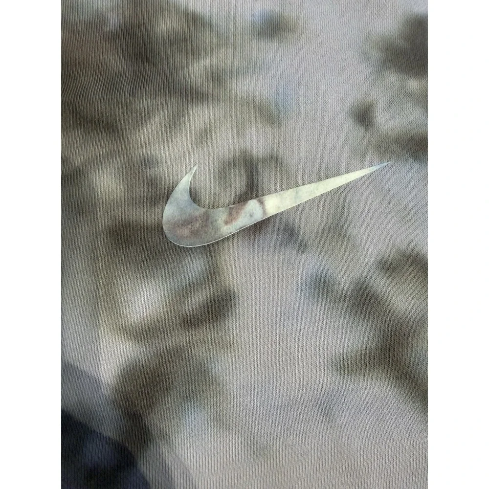 Nike Tie‎ Dye Crewneck Sweatshirt Mens M Gray Black Blue Big Logo Back Swoosh